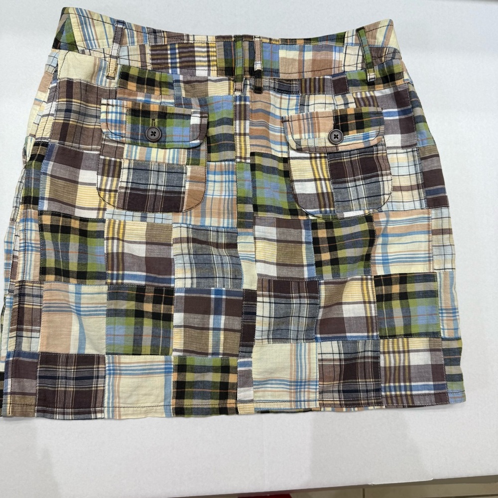 502 - Larry Levine Blue Tan Mini Skirt Casual Resort Wear Size 8 - Picture 5 of 9